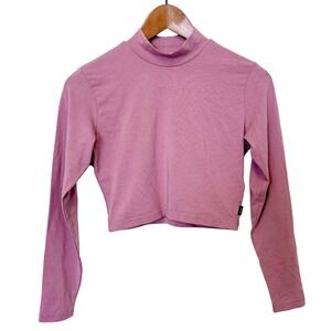 tentree Organic Cotton Modal Mock-Neck Long Sleeve Lilac Purple Crop Top – S